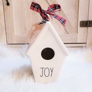 NWT Rae Dunn JOY Birdhouse with Holly Berry & Bow
